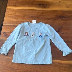 Stitchy Fish Blue Long Sleeve Shirt with Frozen Embroidery